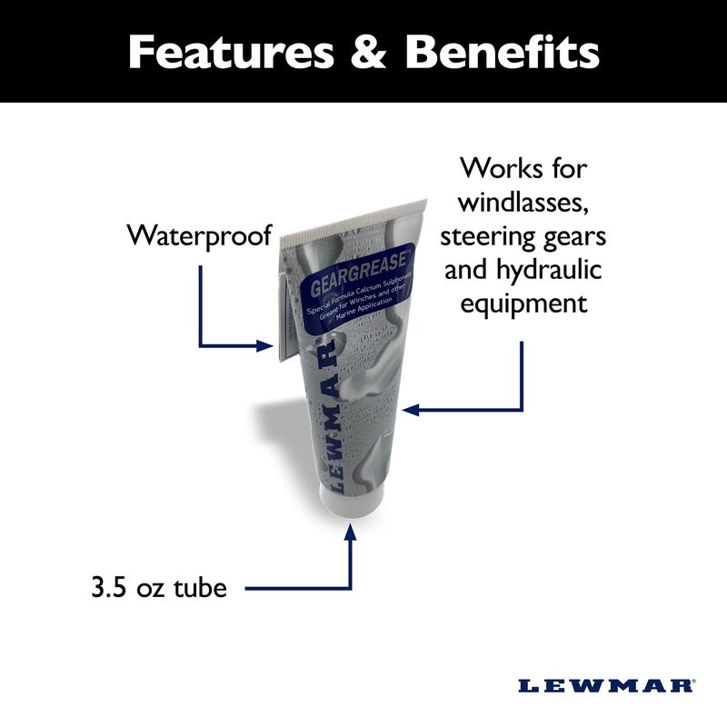 Lewmar Winch Grease, 3.5 oz Tube â€“ Winch Maintenance Grease with Solid Activation and Load-Carrying Features â€” for winches, windlasses, Steering Gears, Trailer Wheel Bearings, Hydraulic Equipment - Image 2